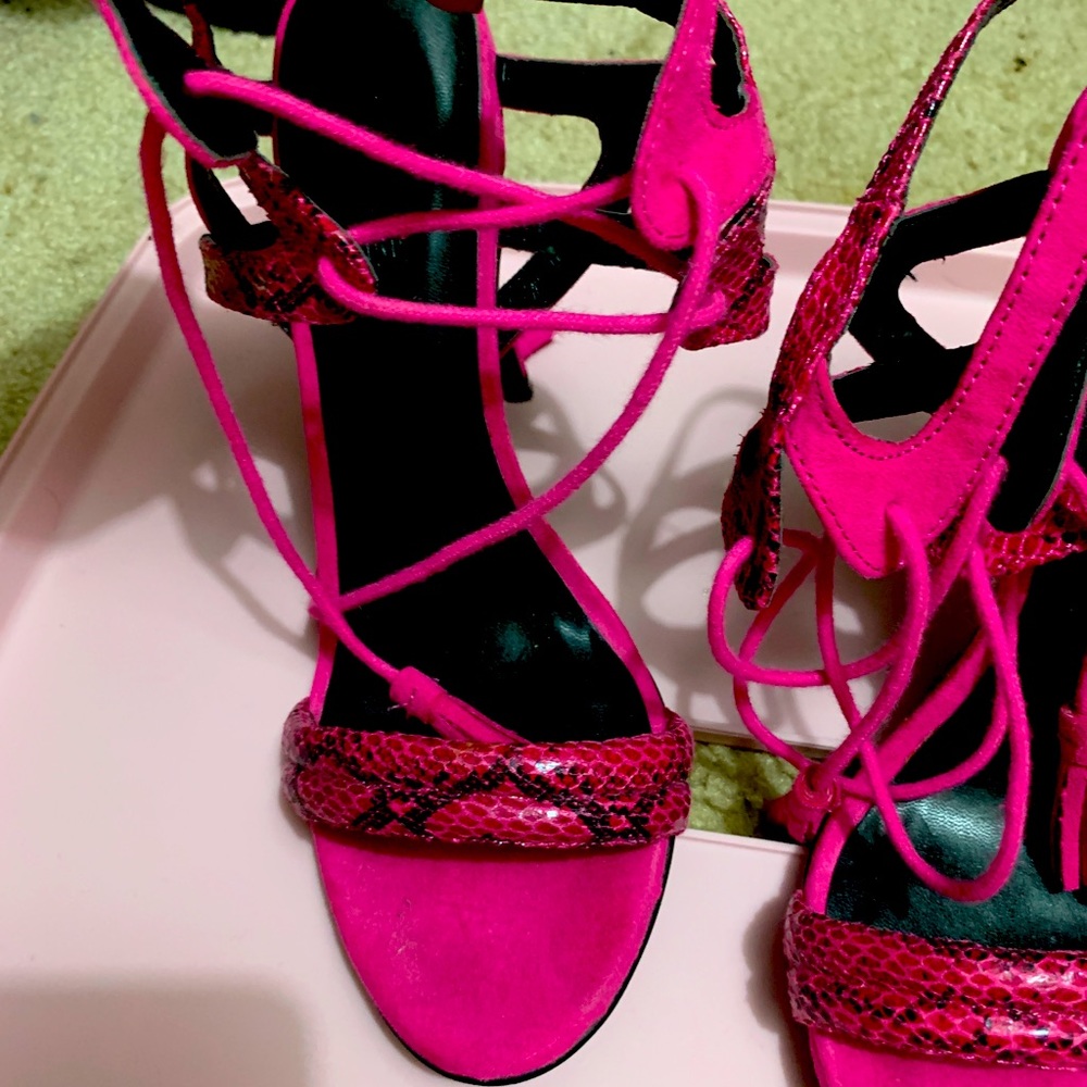Strappy high heels pink worn once